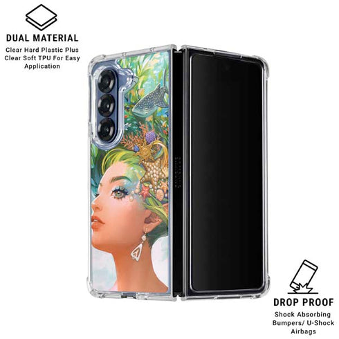 Mermaid with Sea Stars in Her Hair by Ivy Dolamore Galaxy Z Fold6 Clear Case